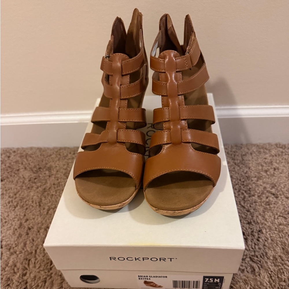 Rockport Tan Briah Gladiator Wedge Sandals, Size 7.5M - Picture 3 of 7